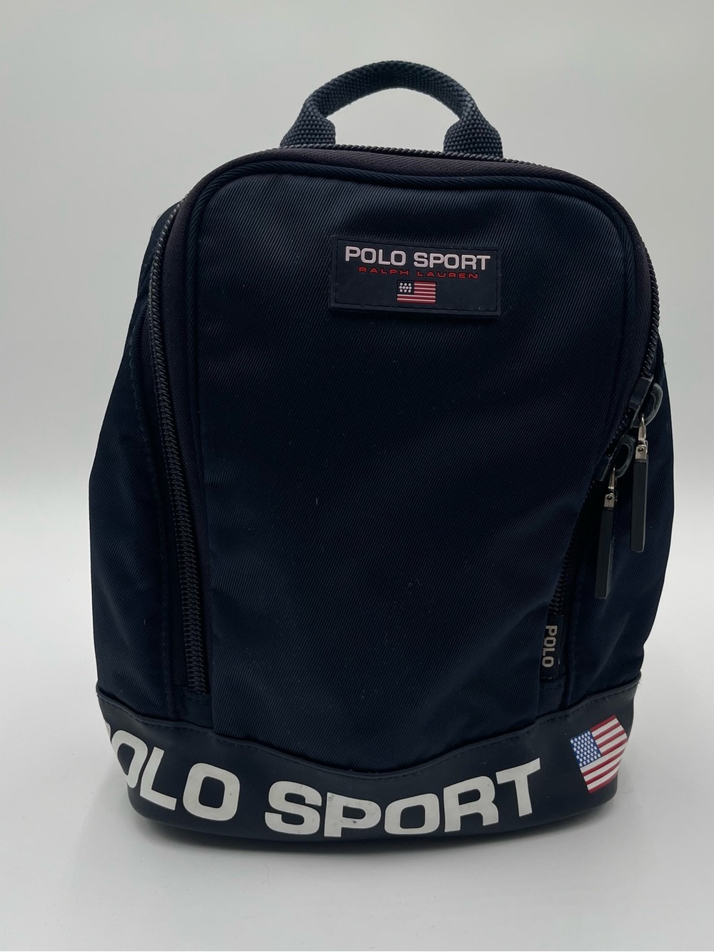 Vintage 90s Polo Sport Ralph Lauren Small Mini Backpack Navy Logo Preppy USA